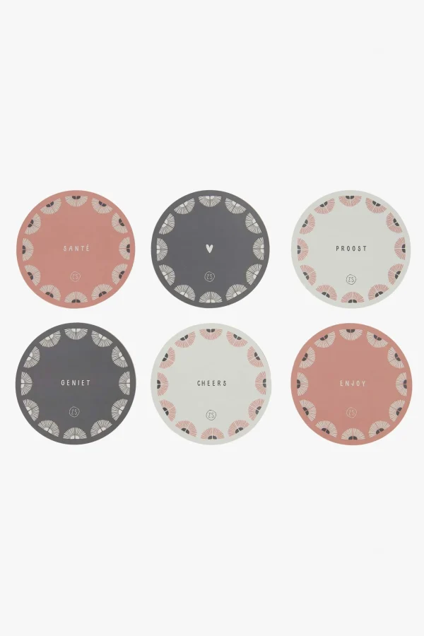 Discount Set van 6 onderzetters rond zand/antracietgrijs/terra roze Keukenaccessoires