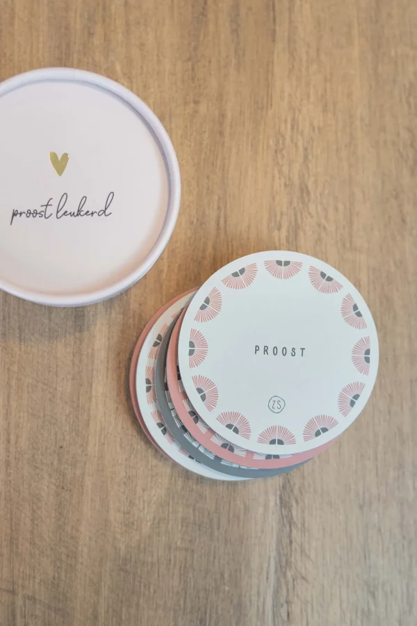 Discount Set van 6 onderzetters rond zand/antracietgrijs/terra roze Keukenaccessoires