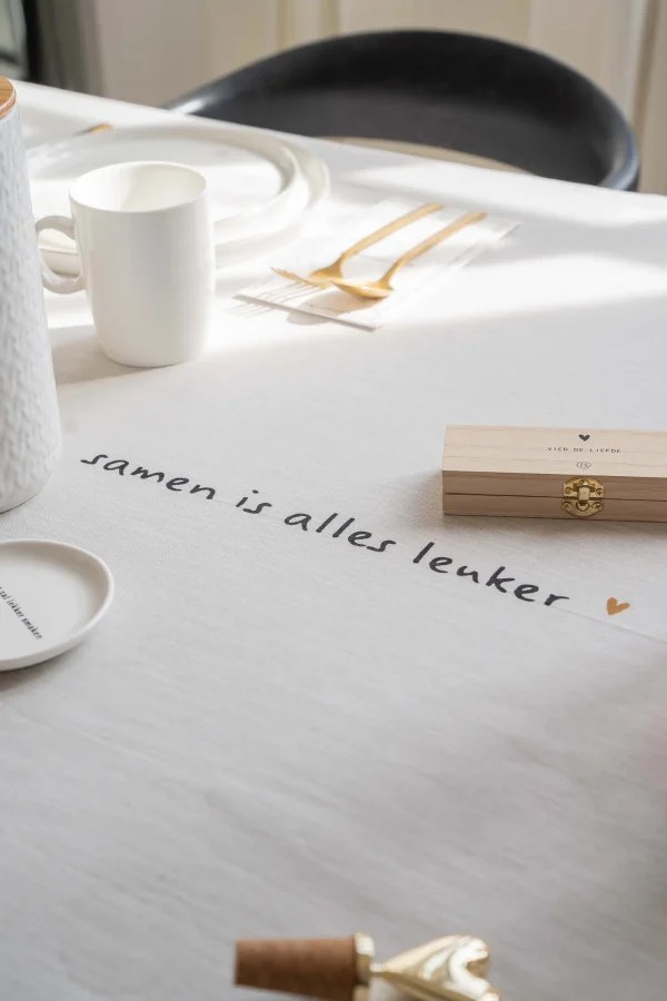 Online tafelkleed tijd voor gezelligheid 250x150cm peper en zout Keukentextiel