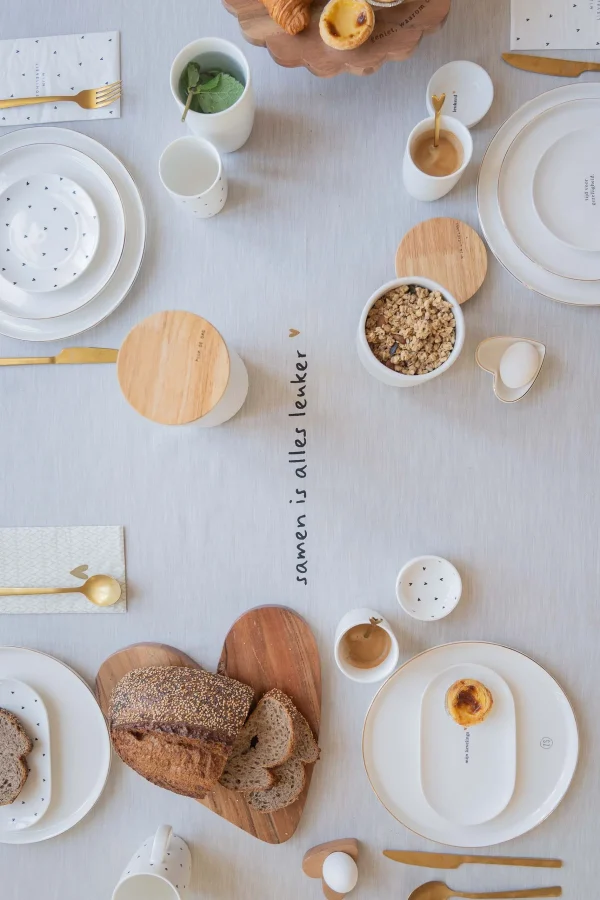 Online tafelkleed tijd voor gezelligheid 250x150cm peper en zout Keukentextiel