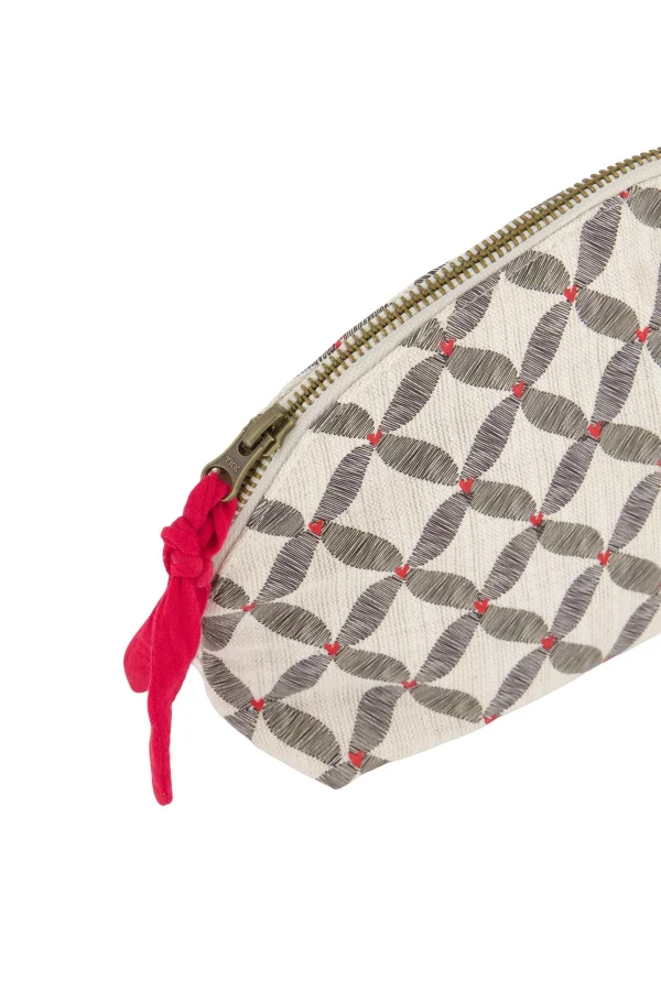 Sale toilettas print antracietgrijs/roze rood Toilettassen