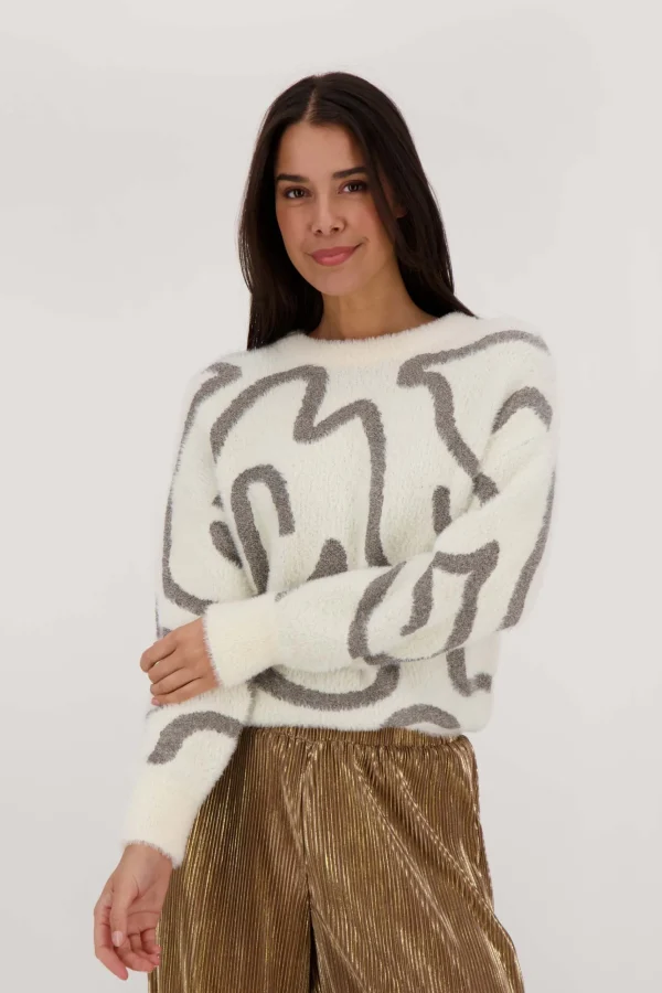 Outlet trui met lurex patroon Truien