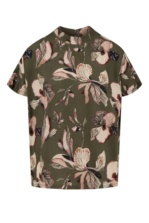 Cheap turtle top met iris bloemen print Tops