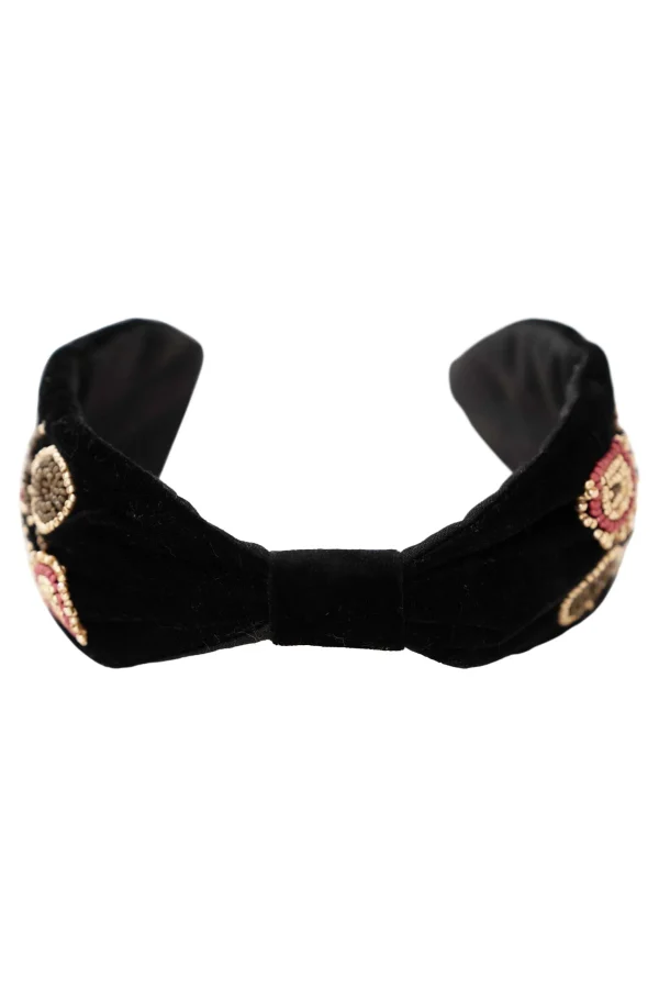 Fashion velvet haarband met geborduurde kraaltjes Sjaals & Accessoires