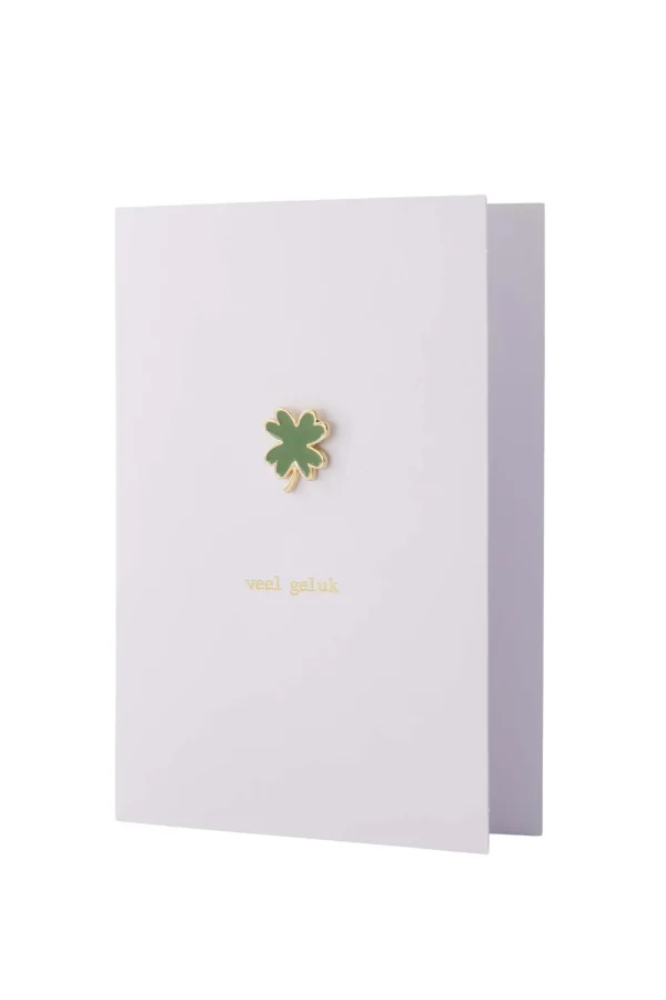 Best Sale wenskaart met broche veel geluk Kaartjes
