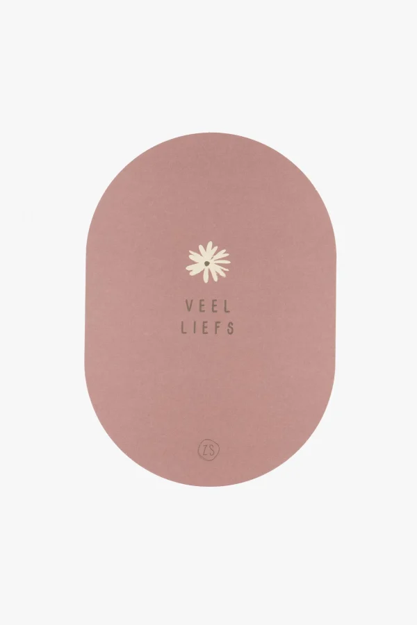 Hot wenskaart ovaal veel liefs terra roze Kaartjes