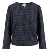 Discount wikkeltop met blockprint donkerblauw grijs Tops
